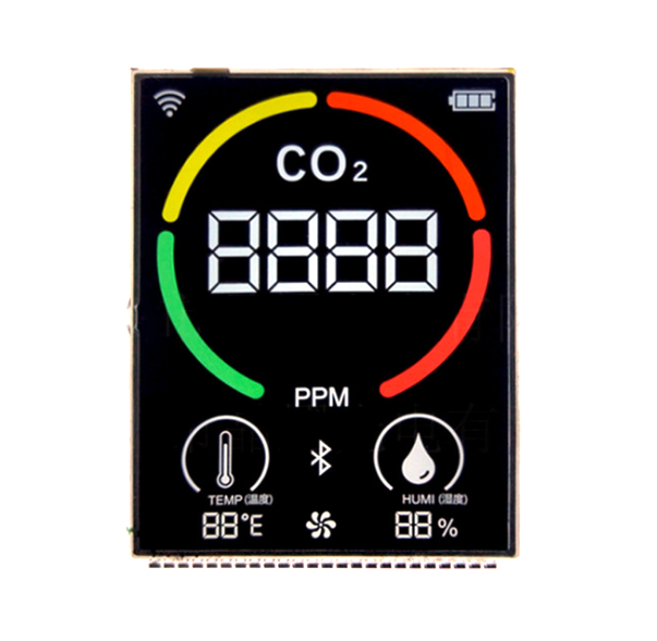 二氧化碳報警器液晶屏lLCD液晶屏空氣質(zhì)量檢測儀顯示屏 VA斷碼屏